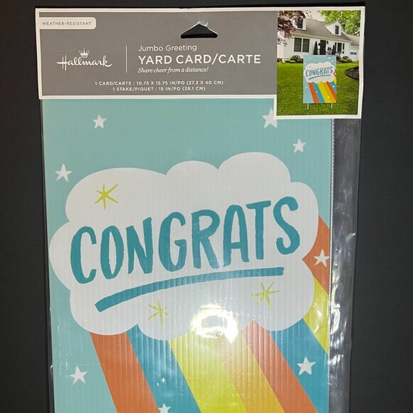 Hallmark Lot of 2 Jumbo Greeting Congrats Weather Resistant Yard Sign Card Stake - Picture 3 of 6